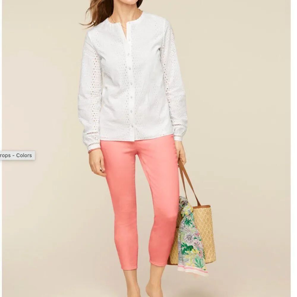 Talbots Womens Crop Jegging Jeans Size 12 Coral Pink High Waist Skinny Leg NWT